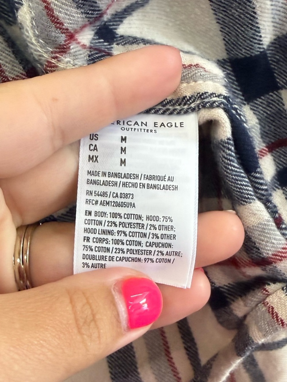 Men's Hooded Flannel Shirt - White/Navy Plaid - Picture 5 of 6